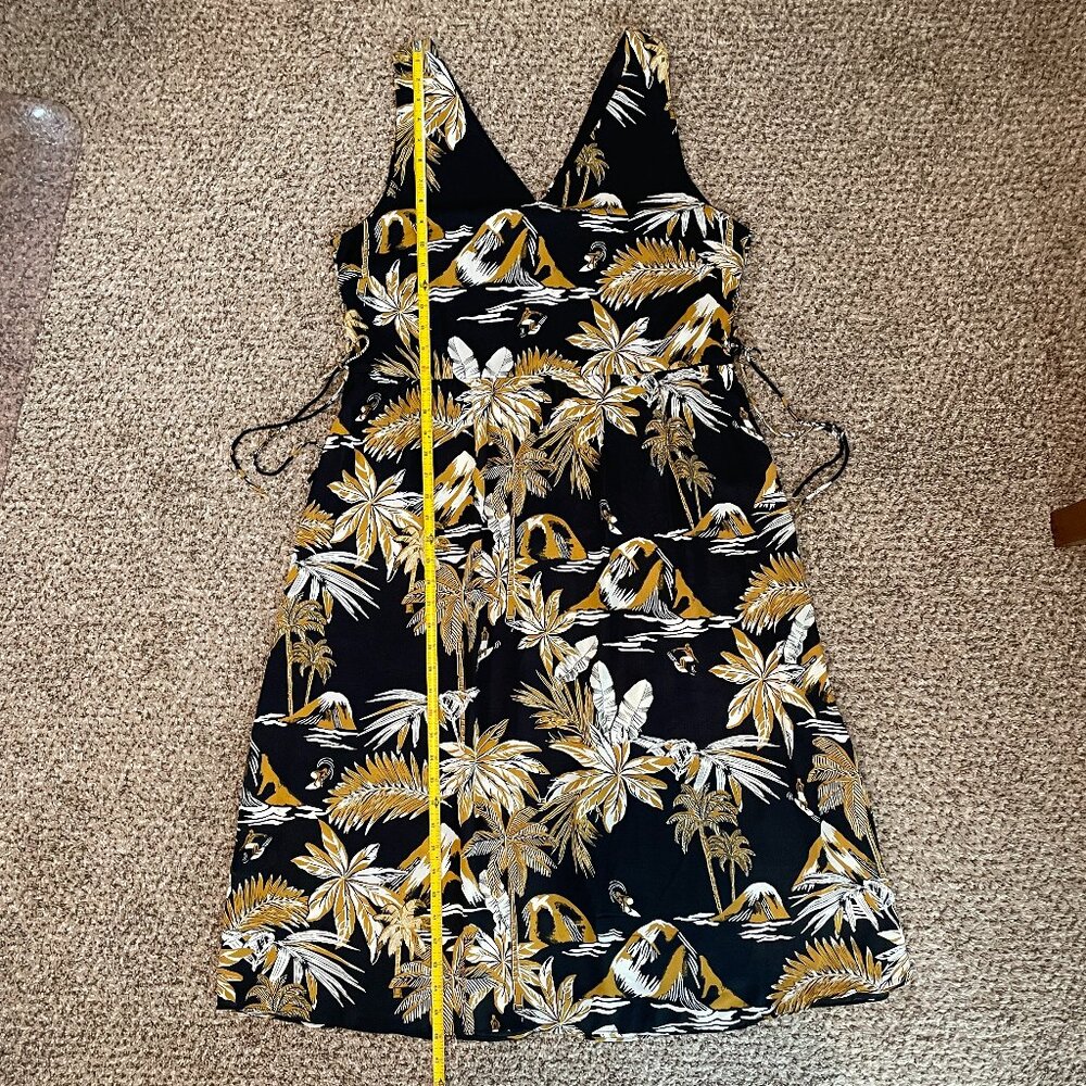 NWOT Size 14 H&M black white and golden yellow Hawaiian-print dress - Picture 6 of 15